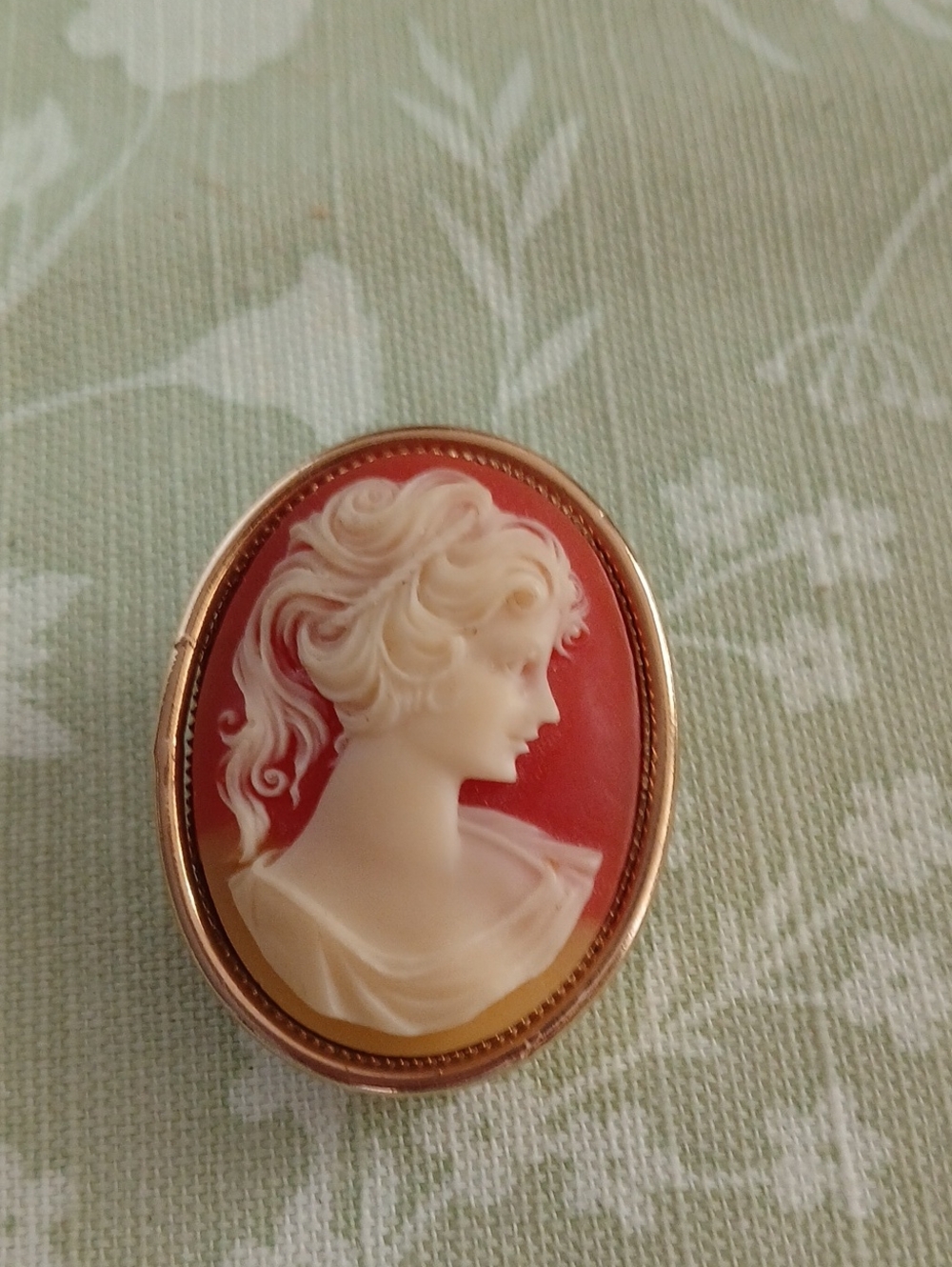 Classic Red Shell Cameo Brooch Pendant With Lip Balm Still In It